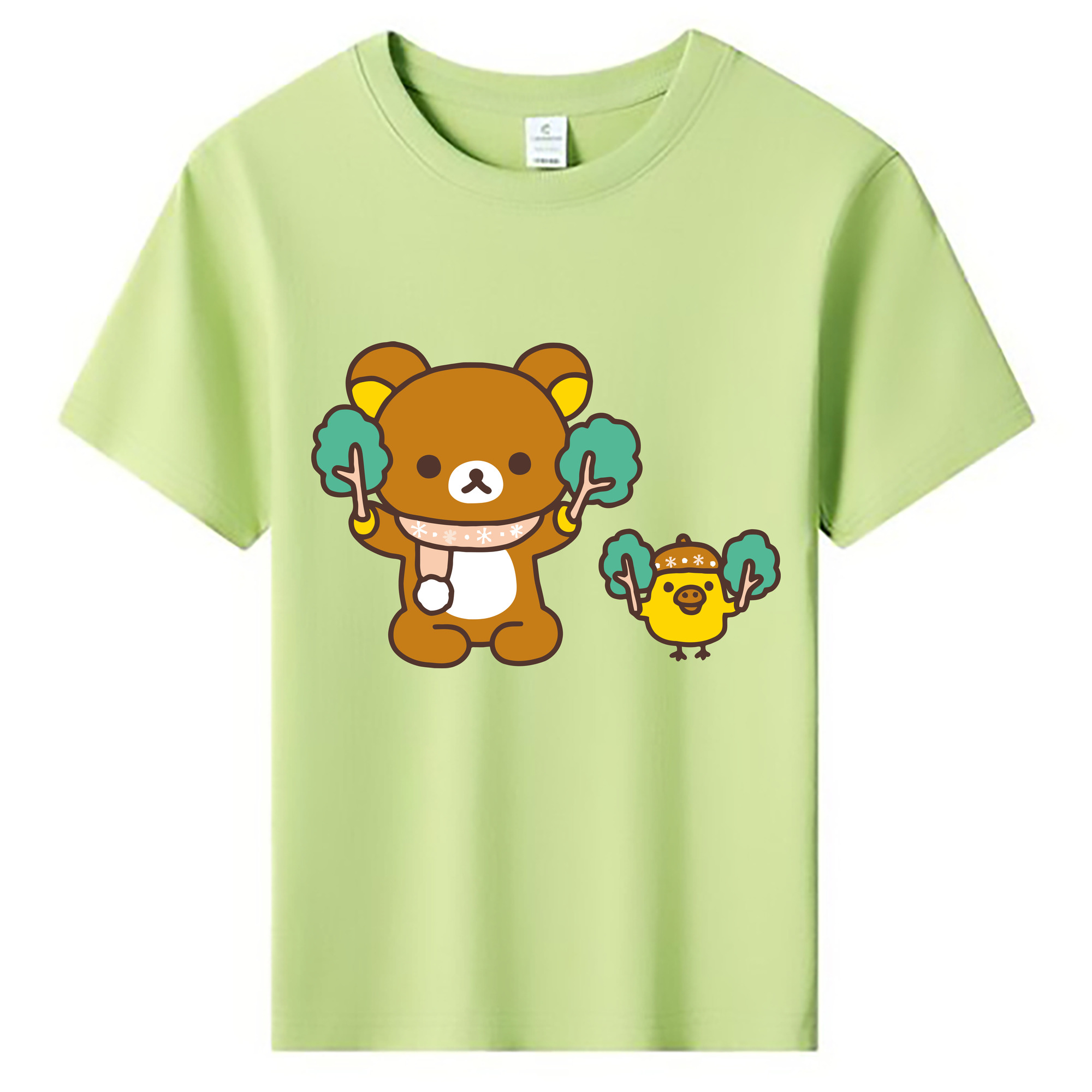 （画像用） リラックマ リラックマ キイロイトリ Rilakkuma Korilakkuma Kiiroitori 綿100％キッズTシャツ（フロントプリント）